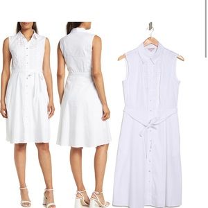 Nanette Lepore Embroidered Eyelet Tie Halter Shirtdress White sz 2